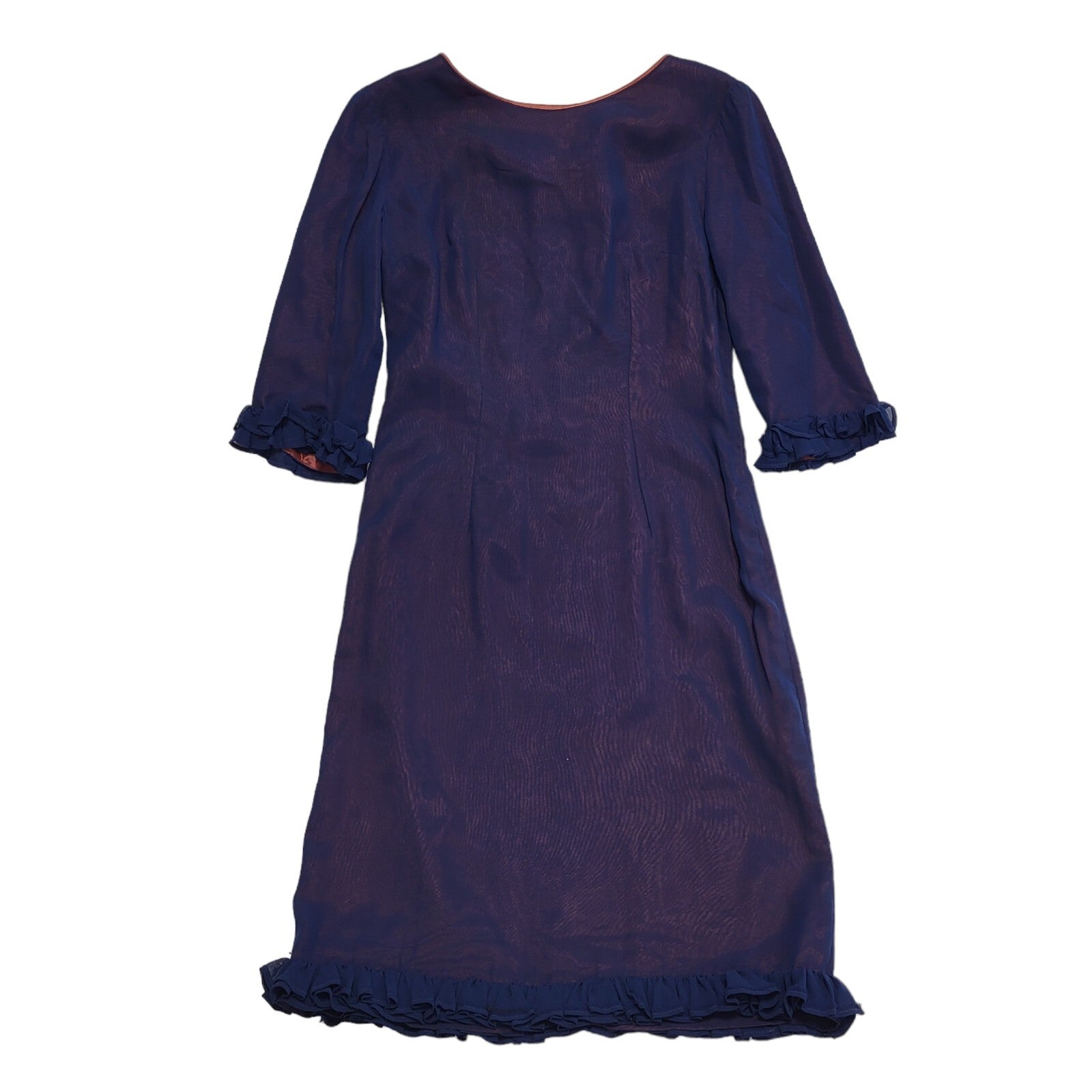 50s Vintage 3/4 Sleeve Navy/Purple Shift Dress Women's Size 10