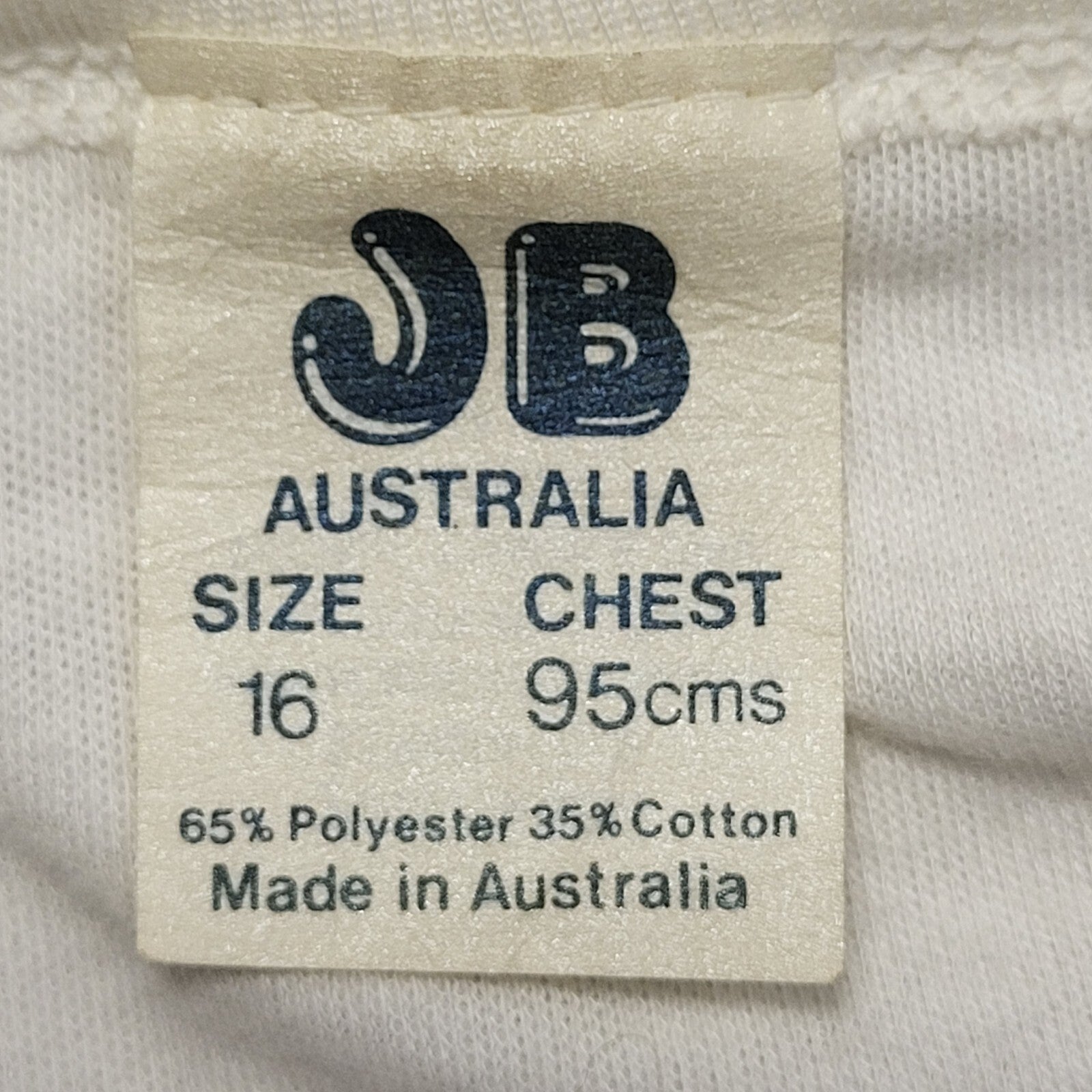 JB Australia '87 Vintage 80's White Single Stitch T-Shirt Womens UK 6 (age 16)