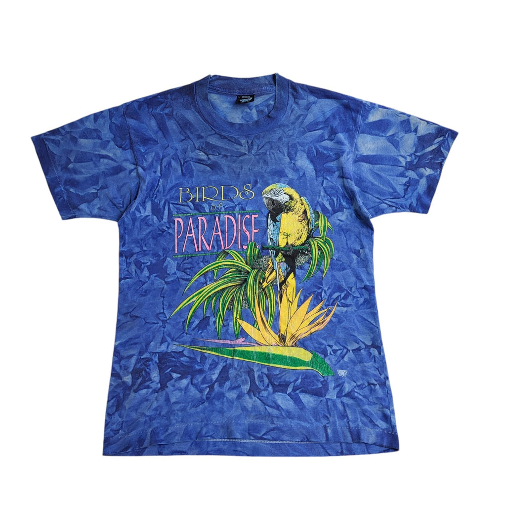 Birds Of Paradise 90's Blue Short Sleeve Single Stitch T-Shirt Men's UK Size L