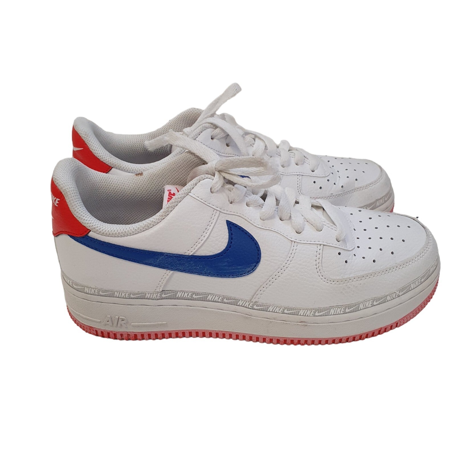 Nike Air Force 1 AF-1 White Lace-UP Leather Men's Trainers Uk 7 Eu 41