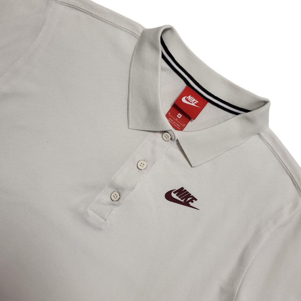 Nike Y2K Vintage White Cropped Polo Shirt Uk Women's Size Medium