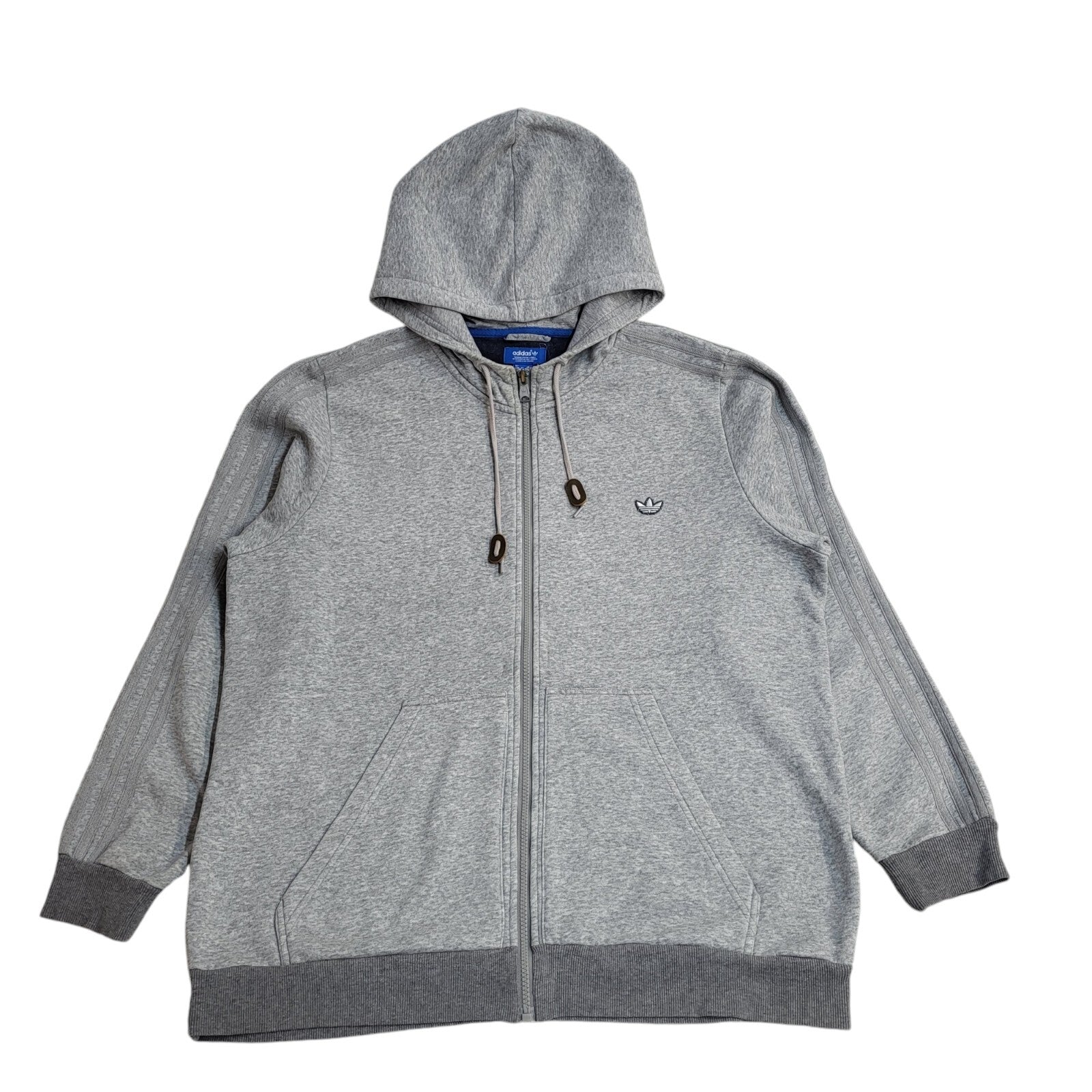 Adidas Grey Y2K Drawstring Full Zip Sports Hoodie UK Men's Size XL