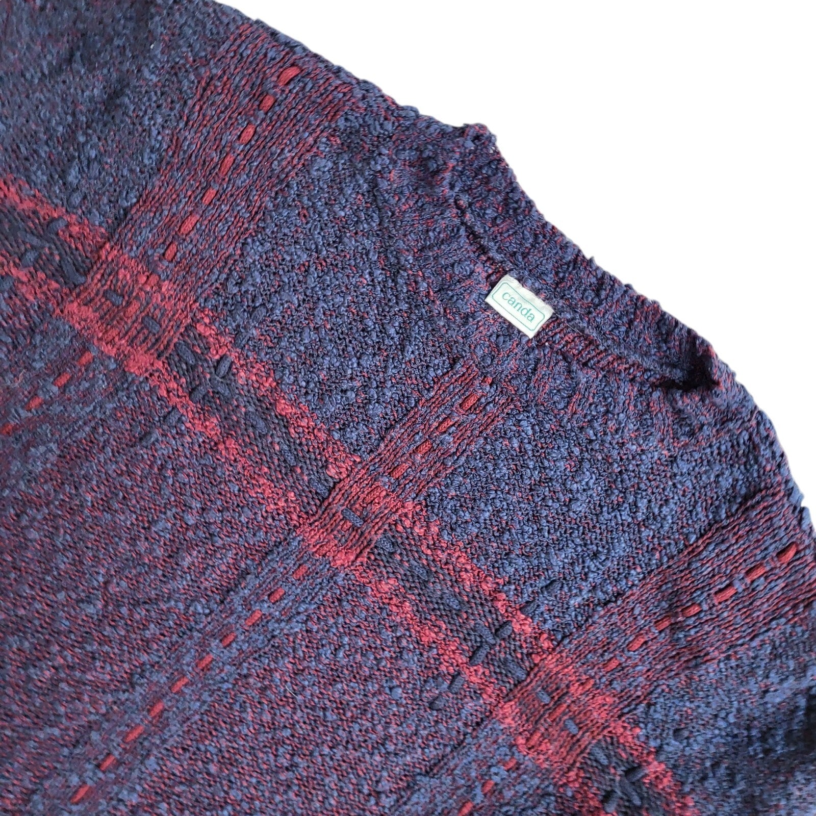 C&A Vintage 90's Blue & Red Round Neck Jumper UK Women's Size XL
