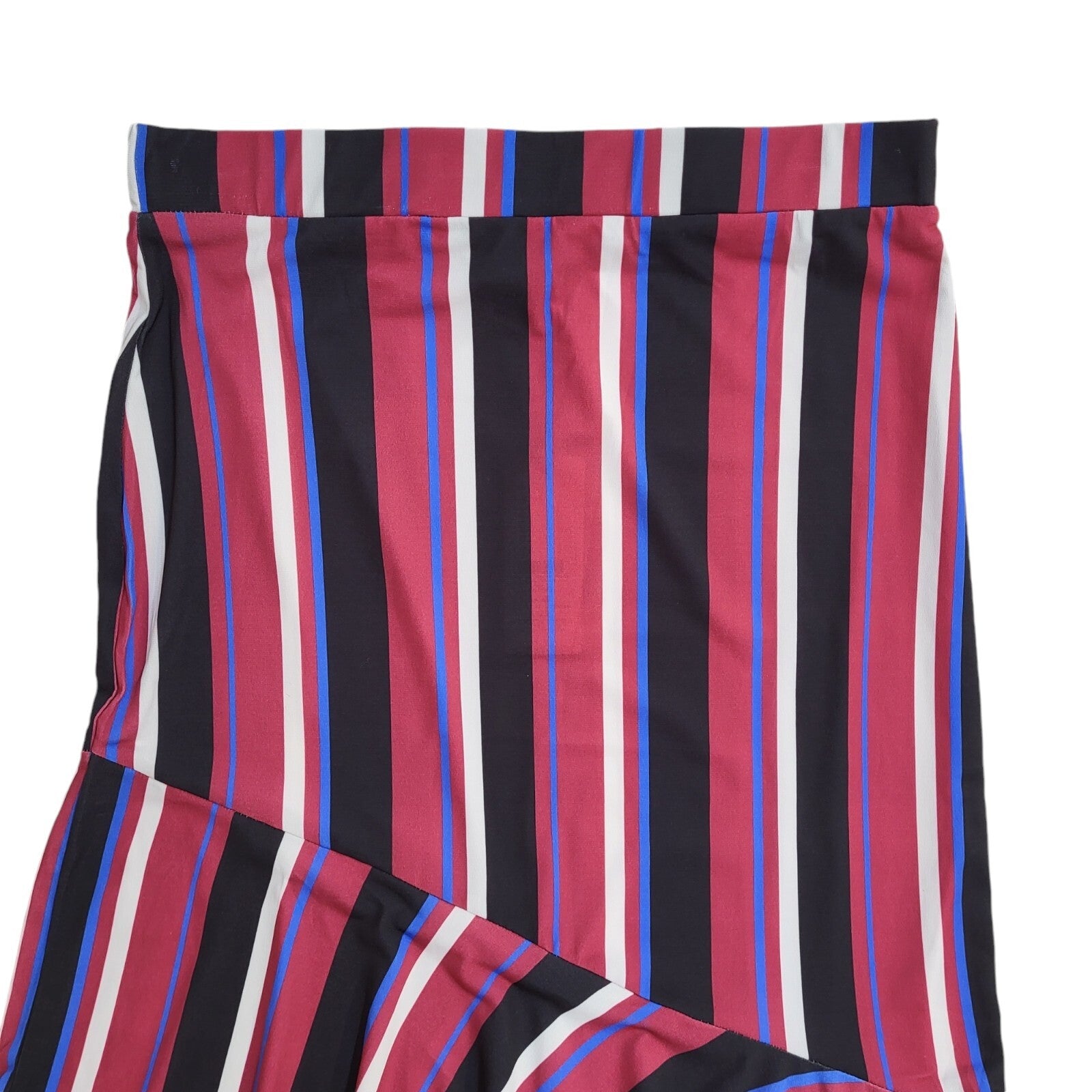 Lipsy Y2K Multicolour Asymmetrical Striped Ruffle Midi Skirt Women's Size 14 W32