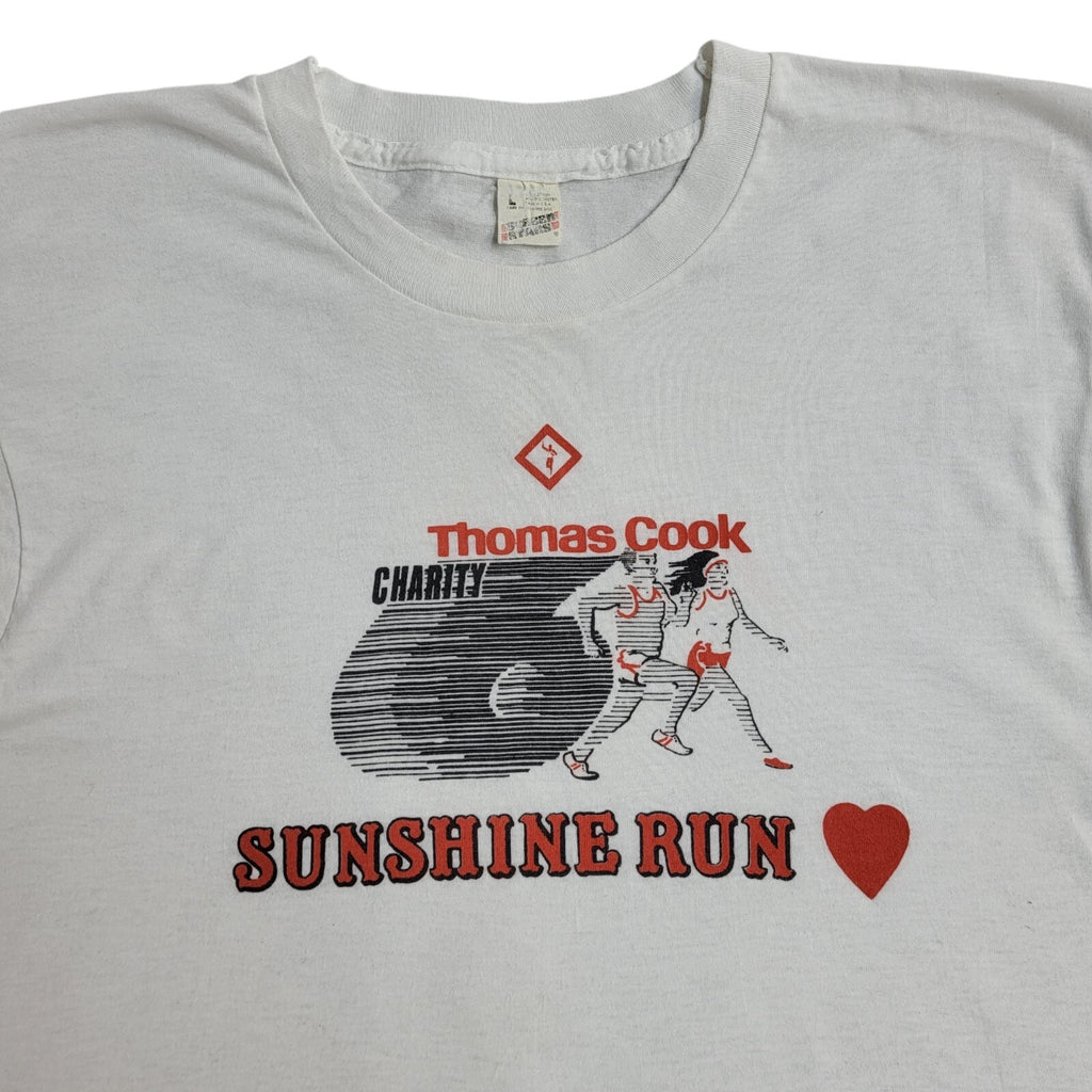 Screen Stars 90's White Sunshine Charity Run Single Stitch T-Shirt Men's L