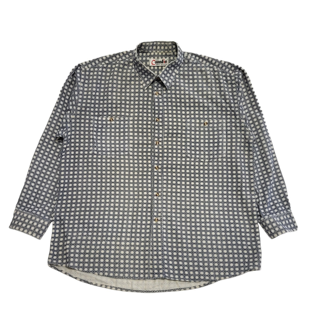 Coandin Vintage 80's Blue & White Checked Long Sleeve Shirt Mens UK Size XXL