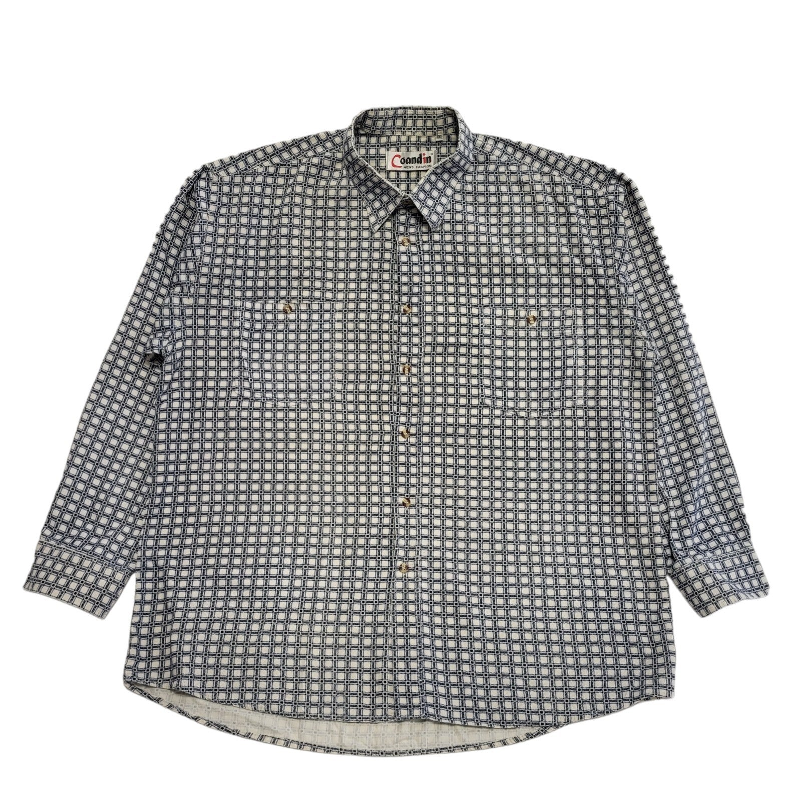 Coandin Vintage 80's Blue & White Checked Long Sleeve Shirt Mens UK Size XXL