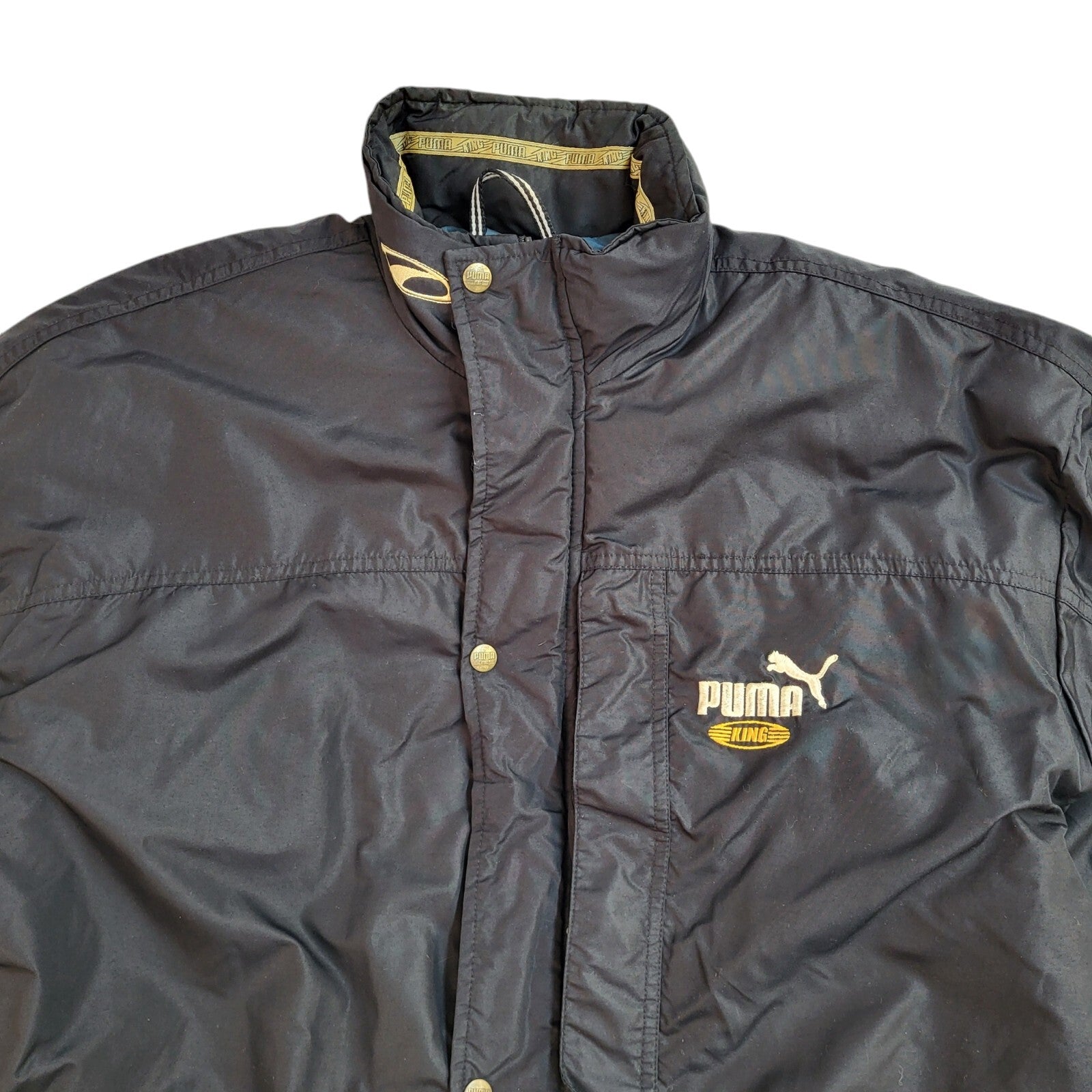Puma King Vintage Y2k Black Zip & Snap Sports Jacket UK Men's Size Small