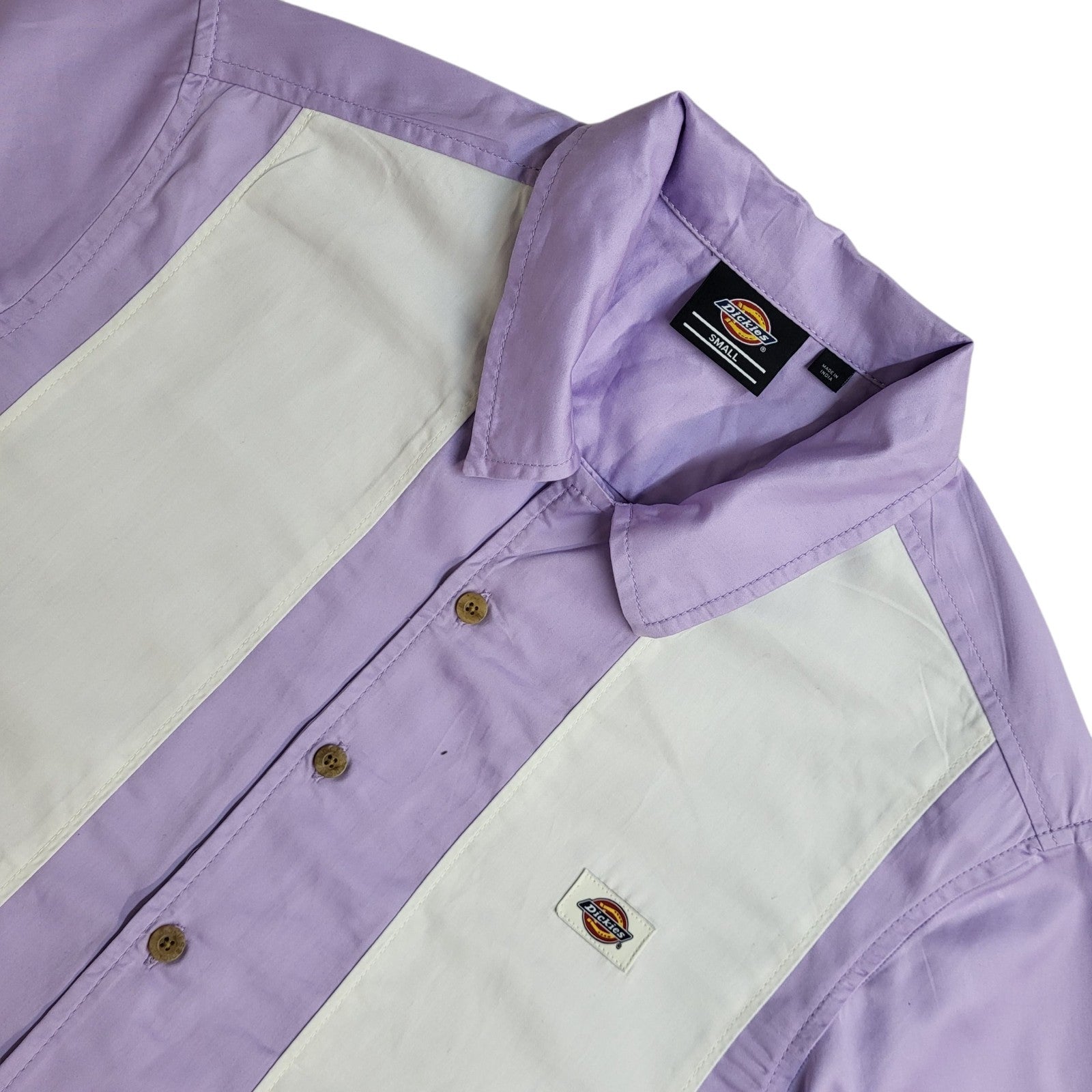Dickies Westover Y2k Shirt Purple White Striped Retro Bnwt Uk Men's Size S