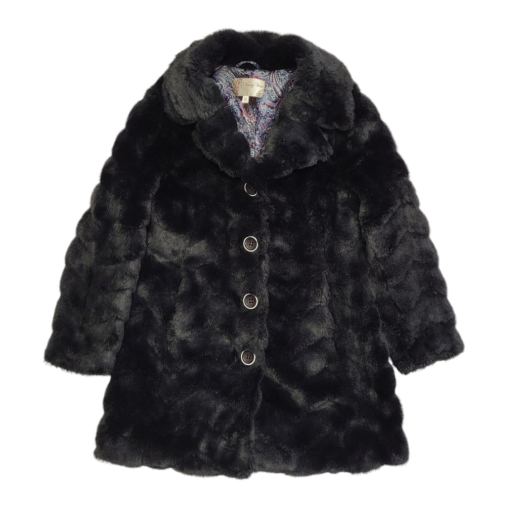 Voulez Vous 80s Vintage Black Faux Fur Coat Uk Women's Size 14