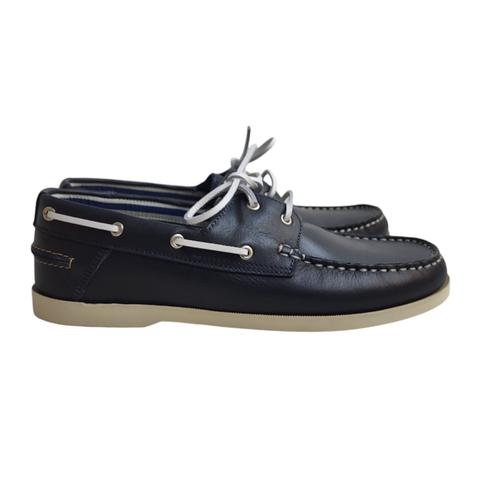 Orland Navy Blue Lace-Up Leather Shoes Uk Men's Size 9.5