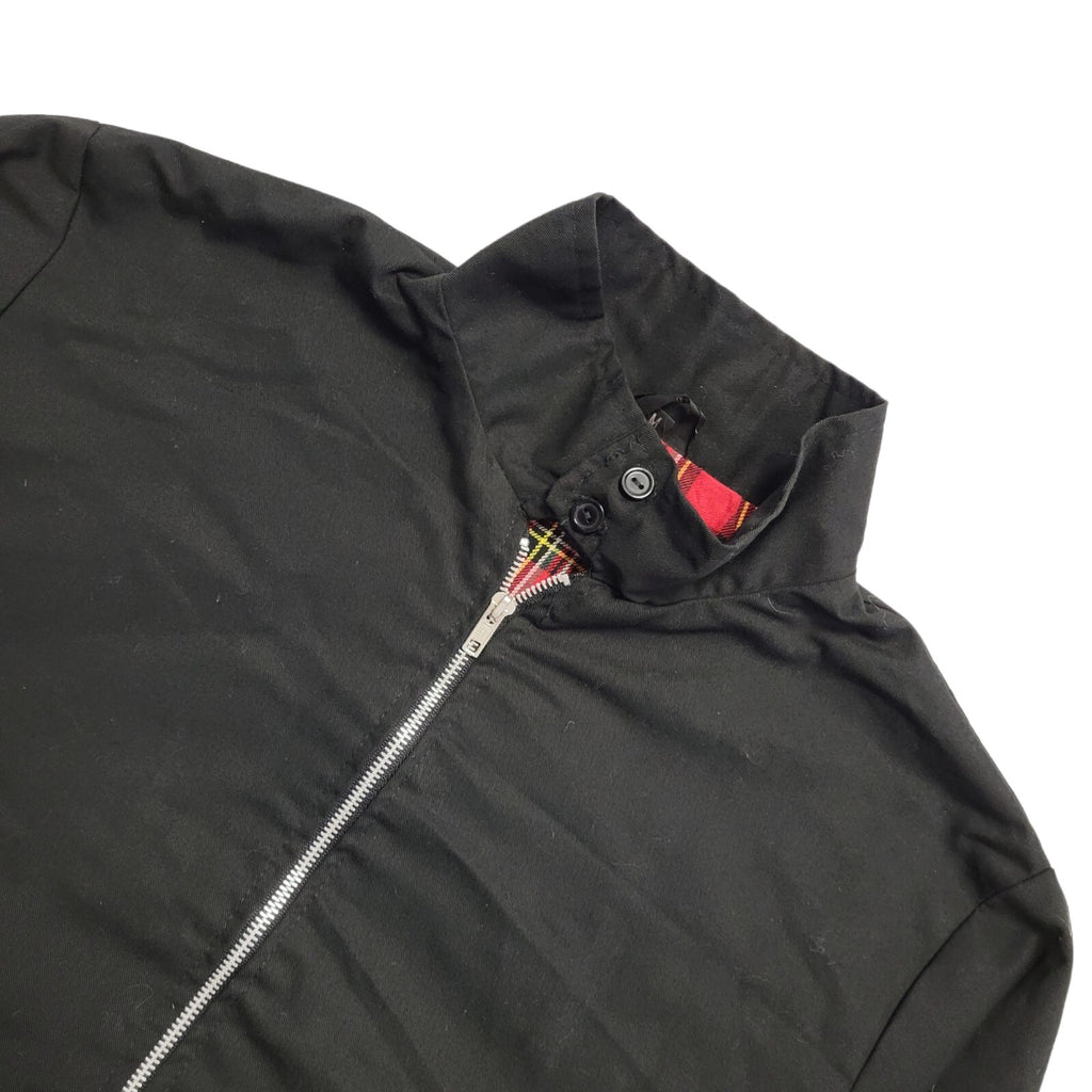 Vintage Tartan Lined Black Zip Up Bomber Jacket Men's Size Medium