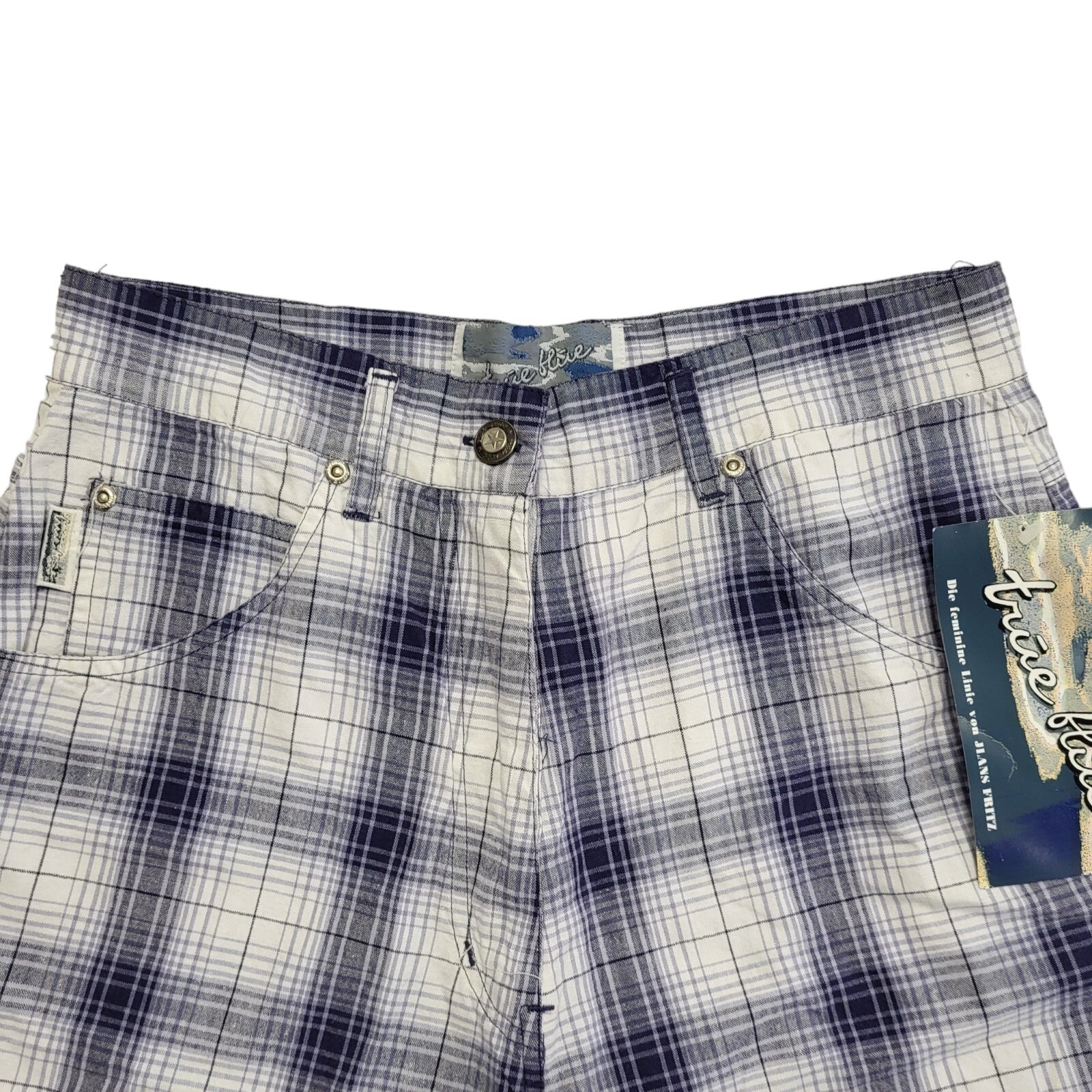 True Blue Vintage 90s Blue White Check Shorts Uk Women's Size Large