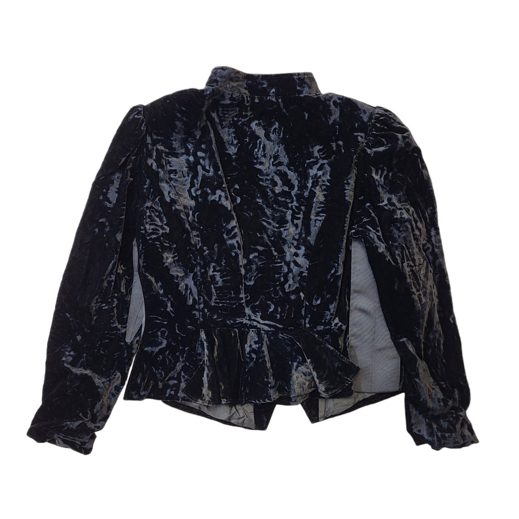 Nina Biasini 80s Vintage Black Velvet Button-Up Jacket Women's Size 14