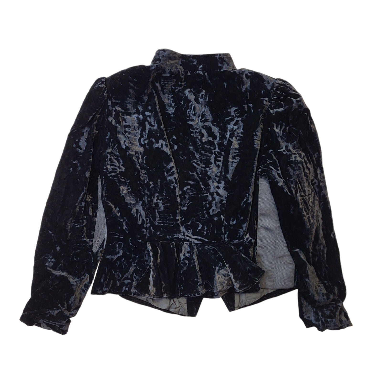 Nina Biasini 80s Vintage Black Velvet Button-Up Jacket Women's Size 14