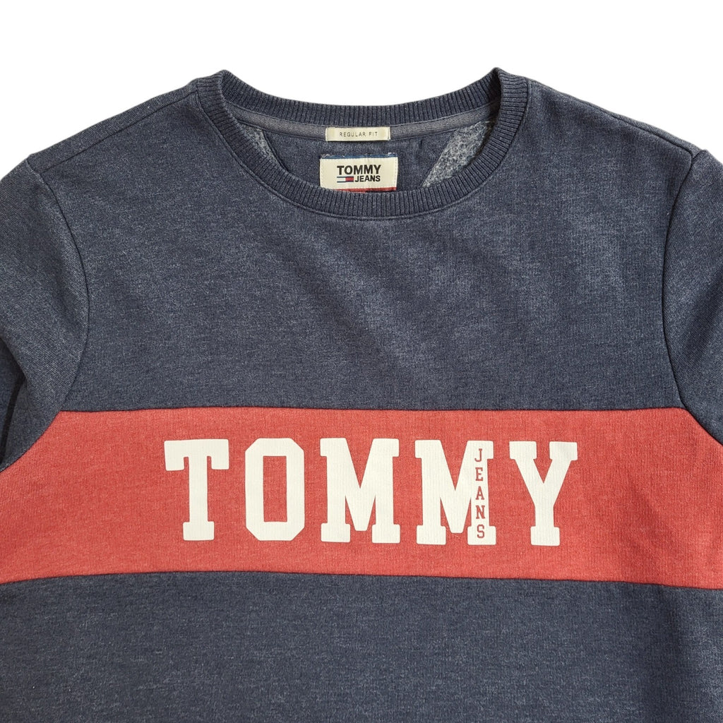 Tommy Hilfiger Sweatshirt Blue & Red Crew Neck 90's UK Men's Size M
