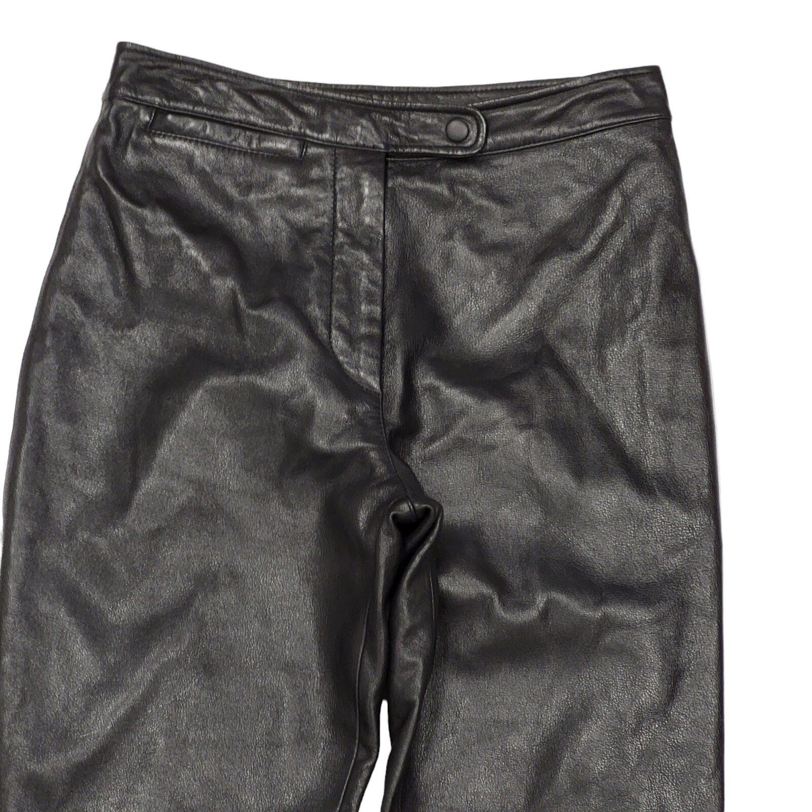 Wilsons Maxima 90s Straight Leg Black Leather Trousers Uk Women's 10 W28 L34