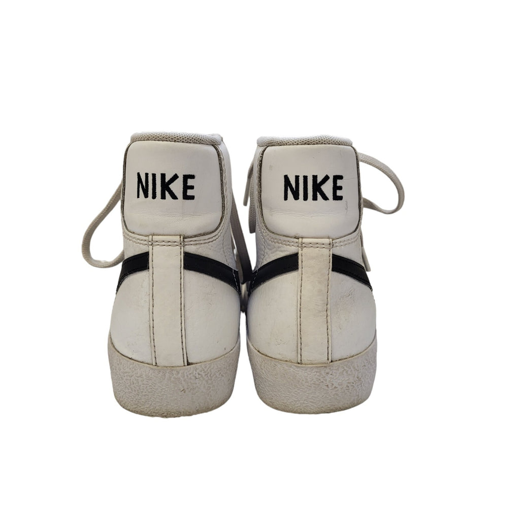 Nike Blazer Mid Junior White & Black Lace-up Trainers Uk Boy's Size 3.5
