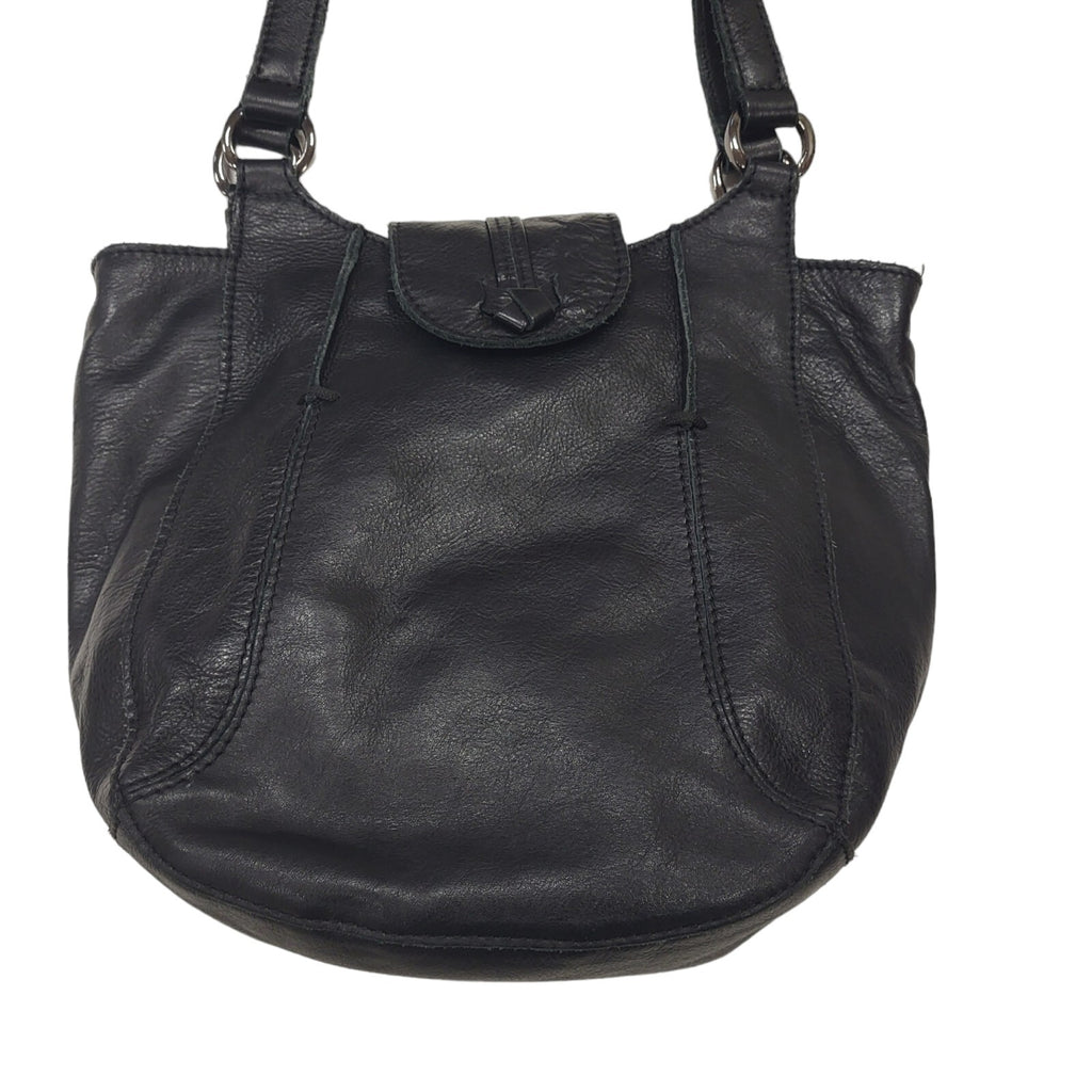 Hotter Black Leather Small Shoulder Bag Uk Women's Size  10" x 10"