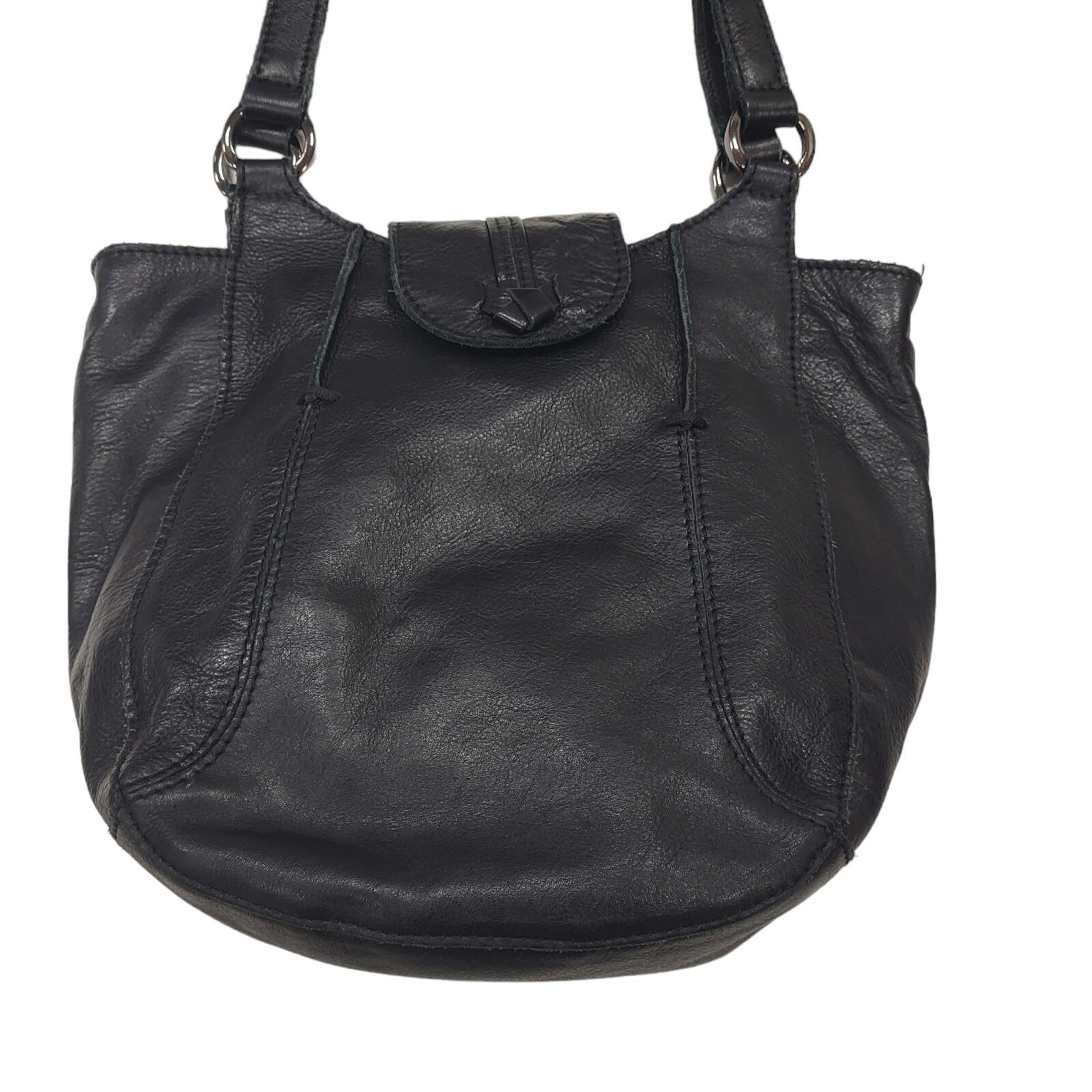 Hotter Black Leather Small Shoulder Bag Uk Women's Size  10" x 10"