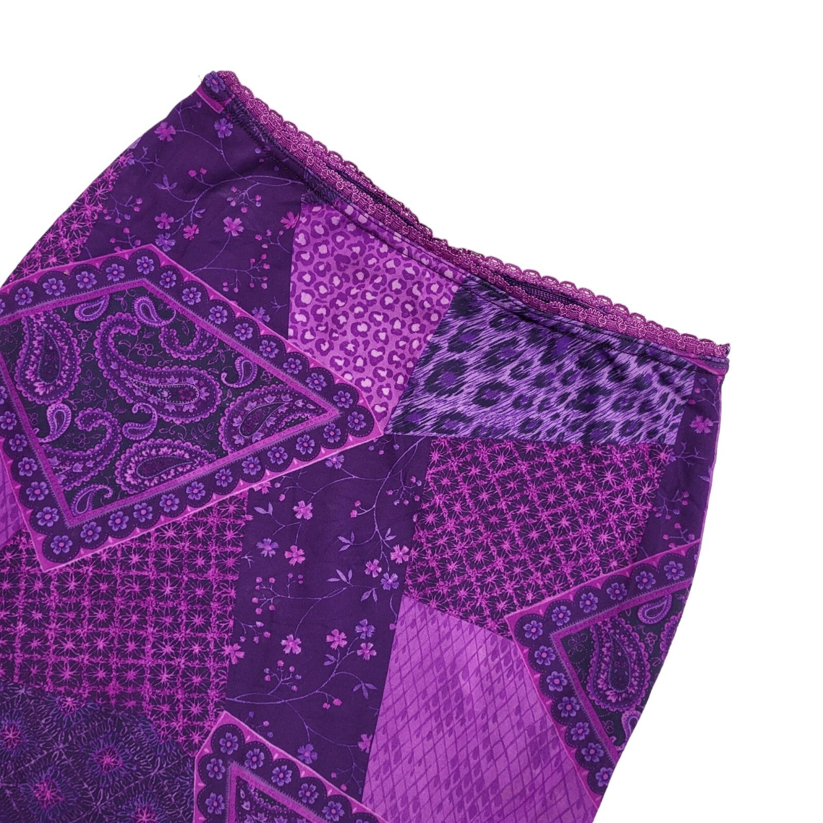 Rise 90's Vintage Purple Patchwork Print Midi Skirt Women's Size M W28-30