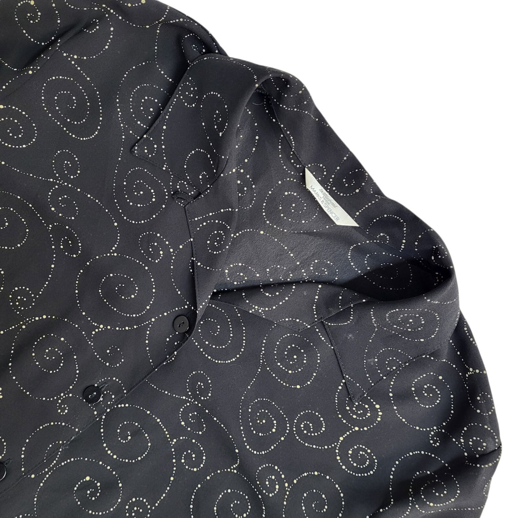 Marks and Spencer Black & Gold 90's Long Sleeve Swirl Shirt Women's UK Size 16
