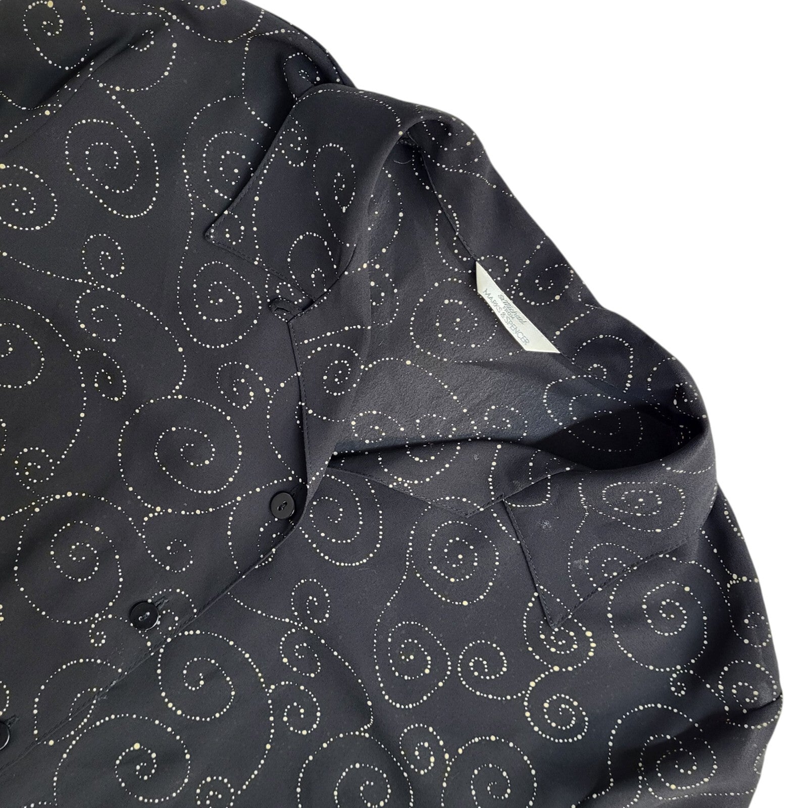 Marks and Spencer Black & Gold 90's Long Sleeve Swirl Shirt Women's UK Size 16