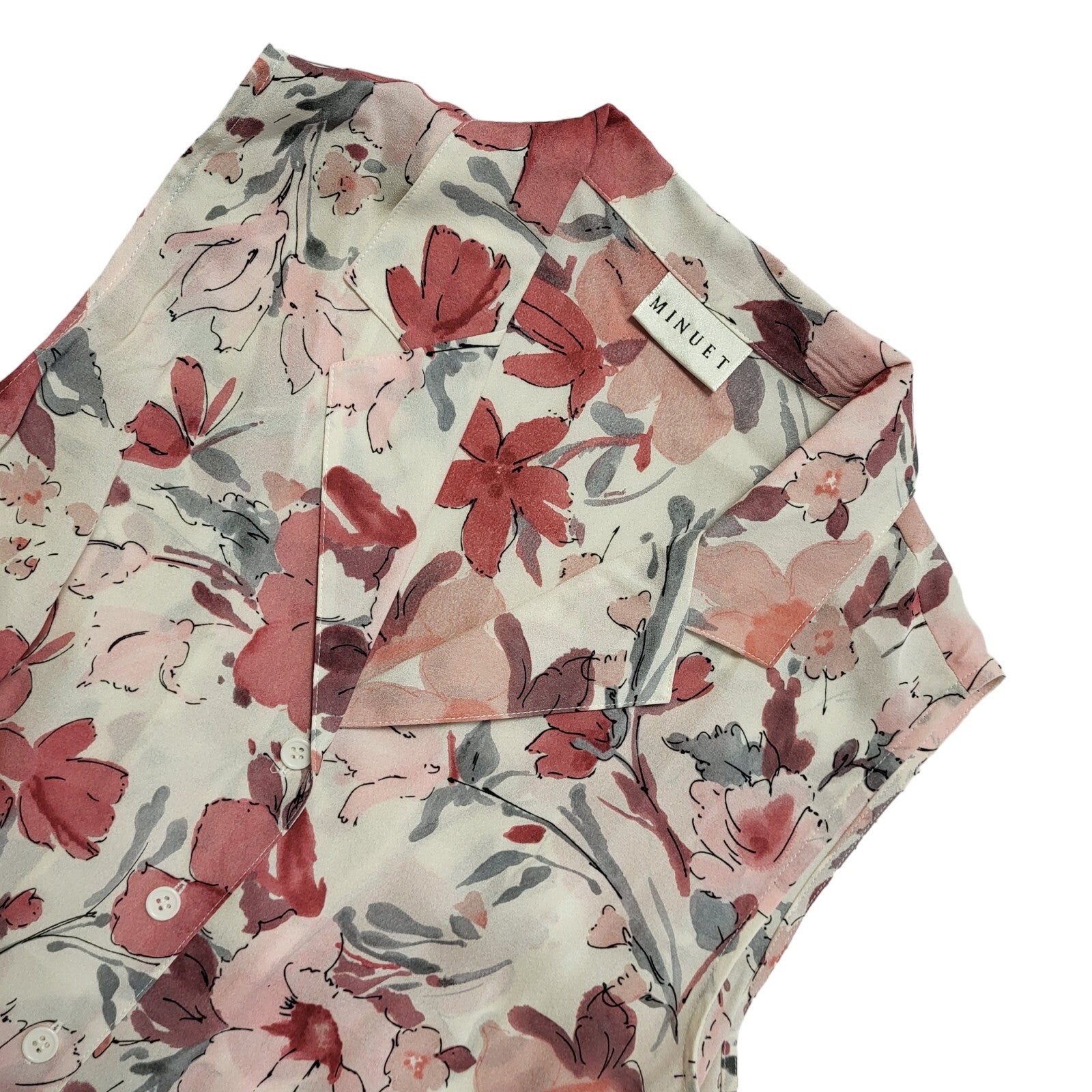 Minuet Pink & White Floral Vintage 90's Sleeveless Shirt Womens UK Size 14
