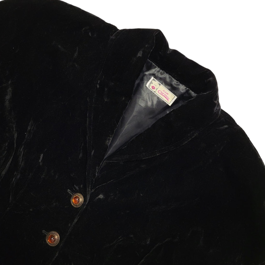 Now Carmin 90s Vintage Black Velvet Cropped Jacket Uk Women's Size 14
