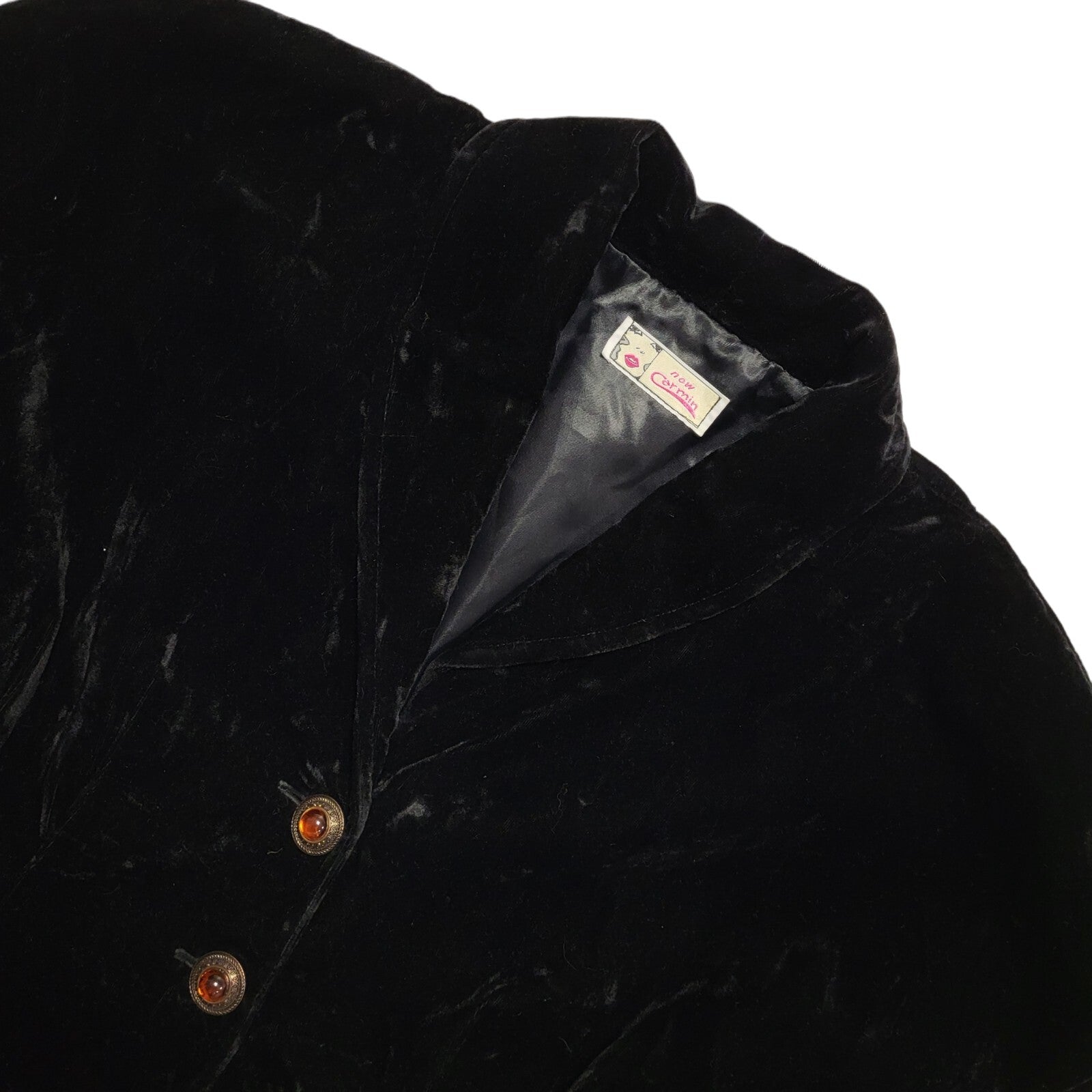 Now Carmin 90s Vintage Black Velvet Cropped Jacket Uk Women's Size 14