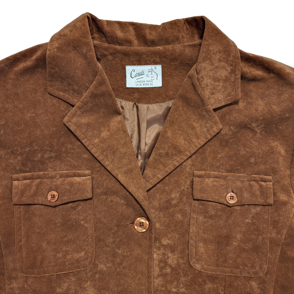 Casali Vintage 90's Brown Collared Button Front Jacket Womens UK 16