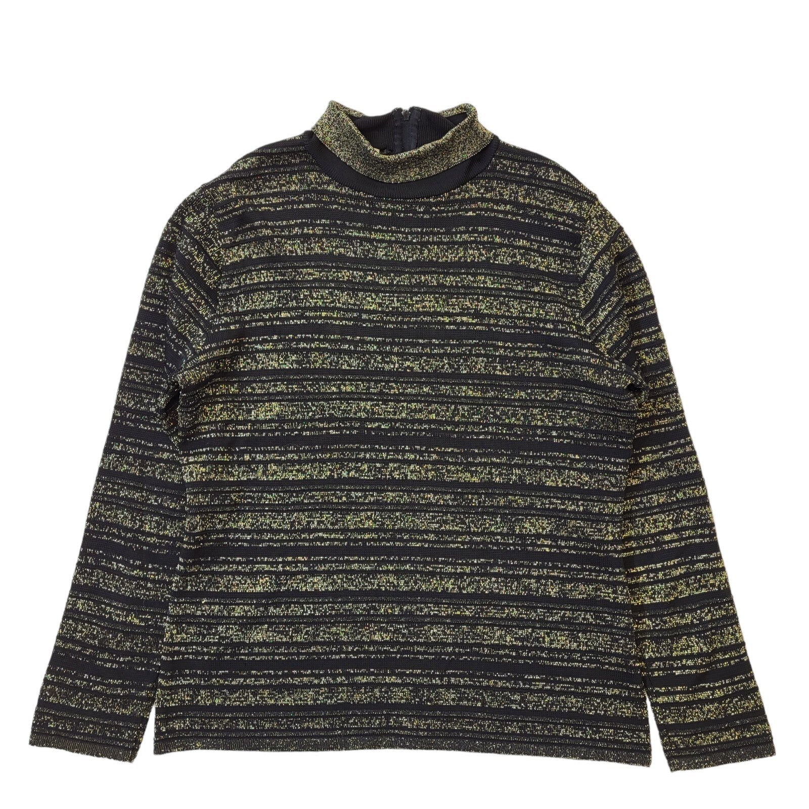 70s Vintage Hutchisons Black & Gold Roll Neck Jumper Women's Size M Eu 38