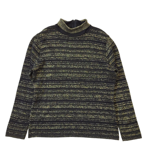 70s Vintage Hutchisons Black & Gold Roll Neck Jumper Women's Size M Eu 38