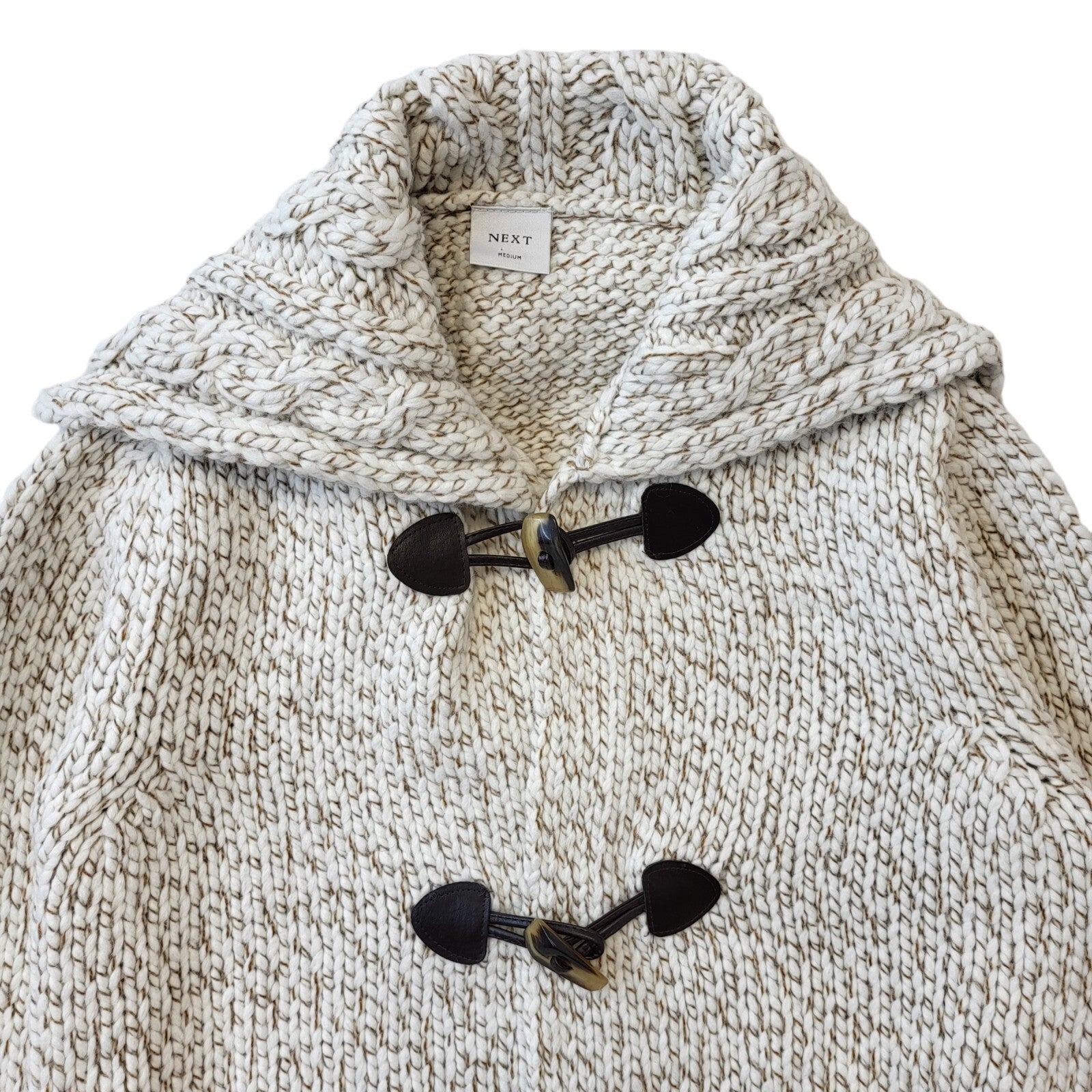 Next 90s Vintage Cream Long Toggle Cardigan Women's Size M Eu 38