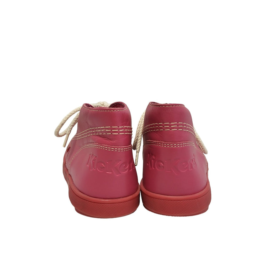 Kickers Pink Lace-Up Leather Ankle Boots / Shoes Uk Girls  Size  2