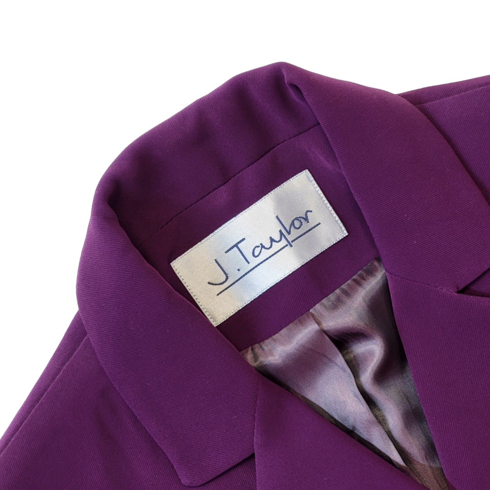 J Taylor 90s Vintage Purple Dress & Blazer With Zip Fasten Women's Size 10