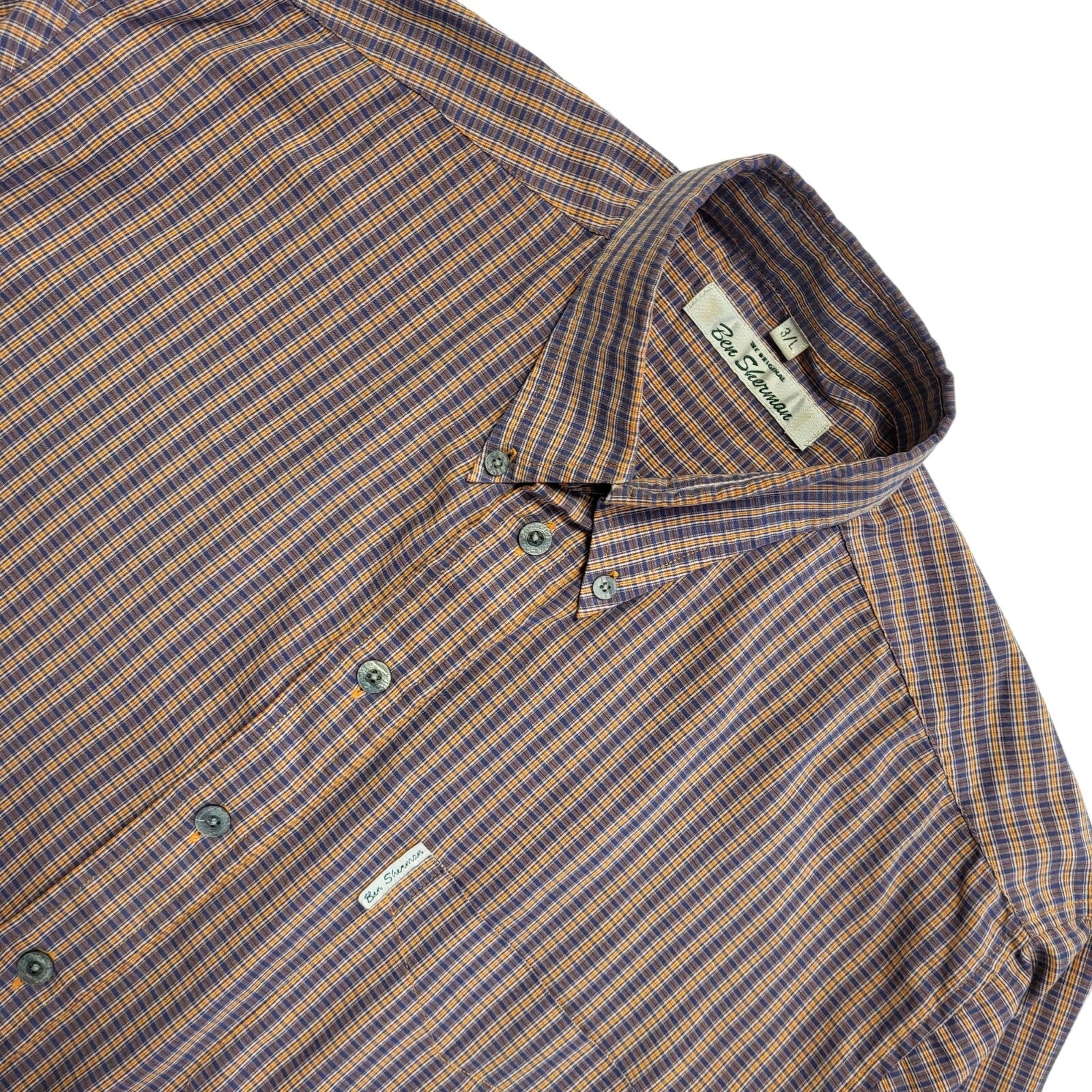 Ben Sherman Vintage 90's Purple Check Long Sleeve Shirt Men's UK L
