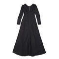 70s Vintage Black Long Sleeve Maxi Dress Women's UK 8