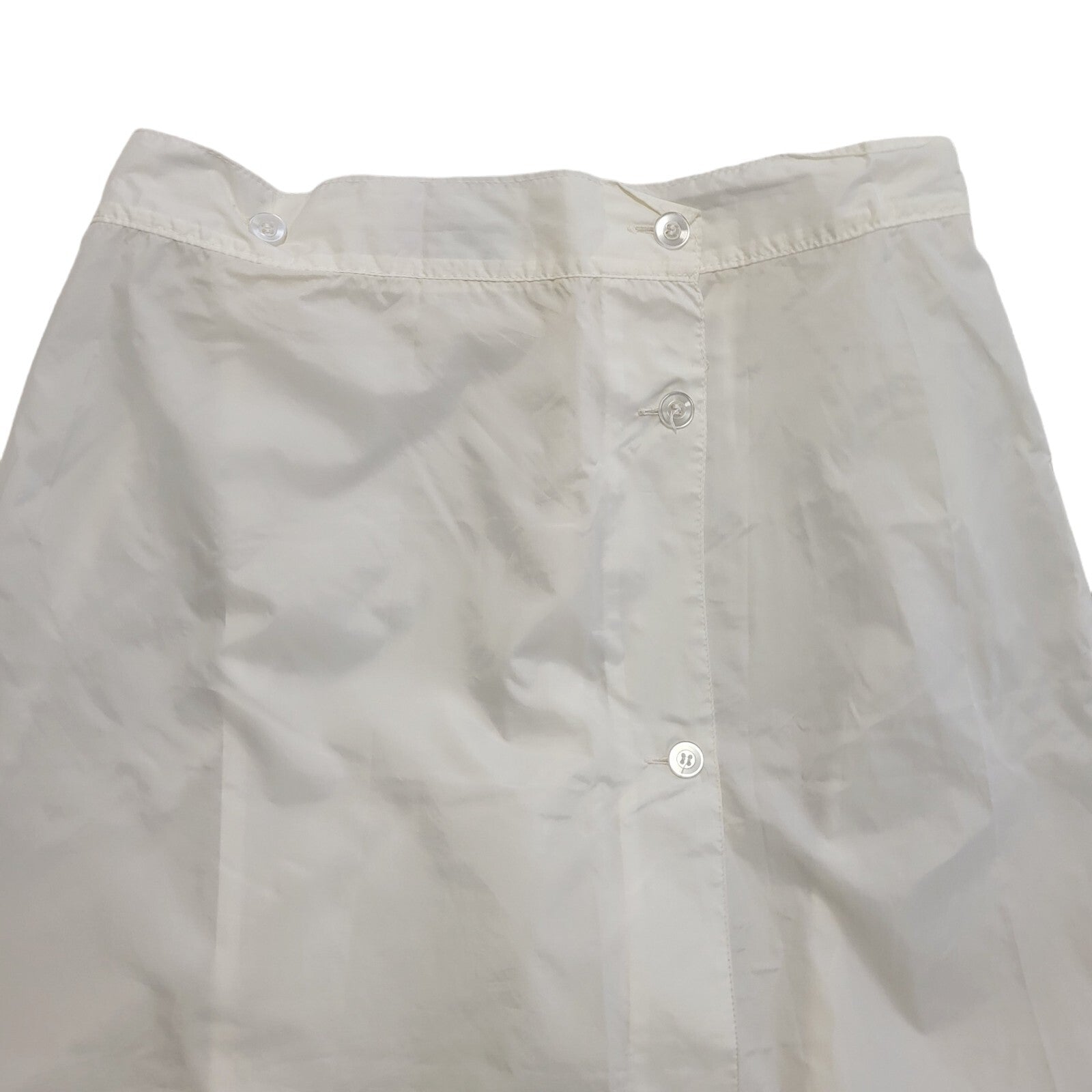 Nylontex Vintage 80's White Nylon Button Midi Skirt Womens UK Size 12 W29-30