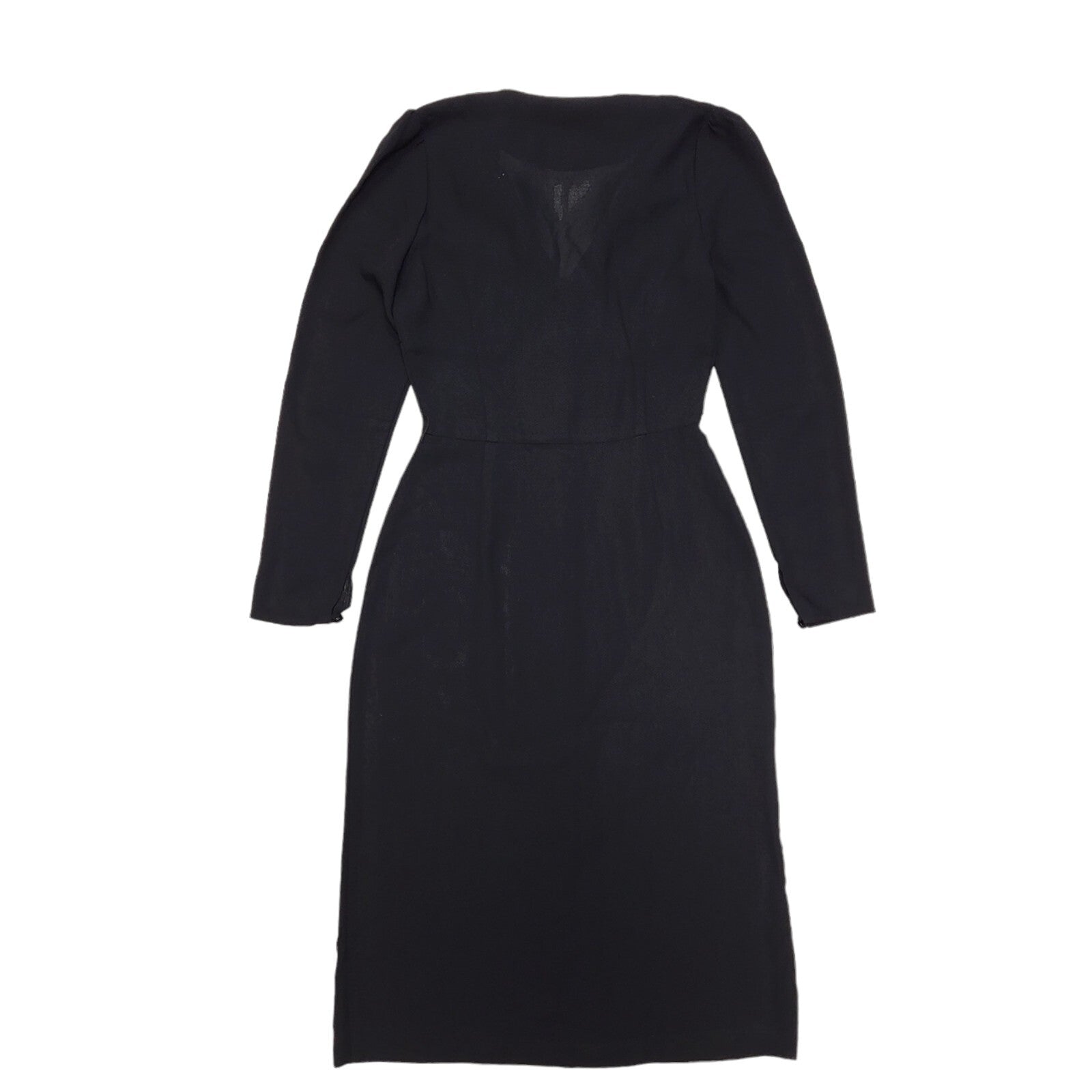 Mr Simon 80s Vintage Black V-Neck Long Sleeve Evening Dress Women's 10