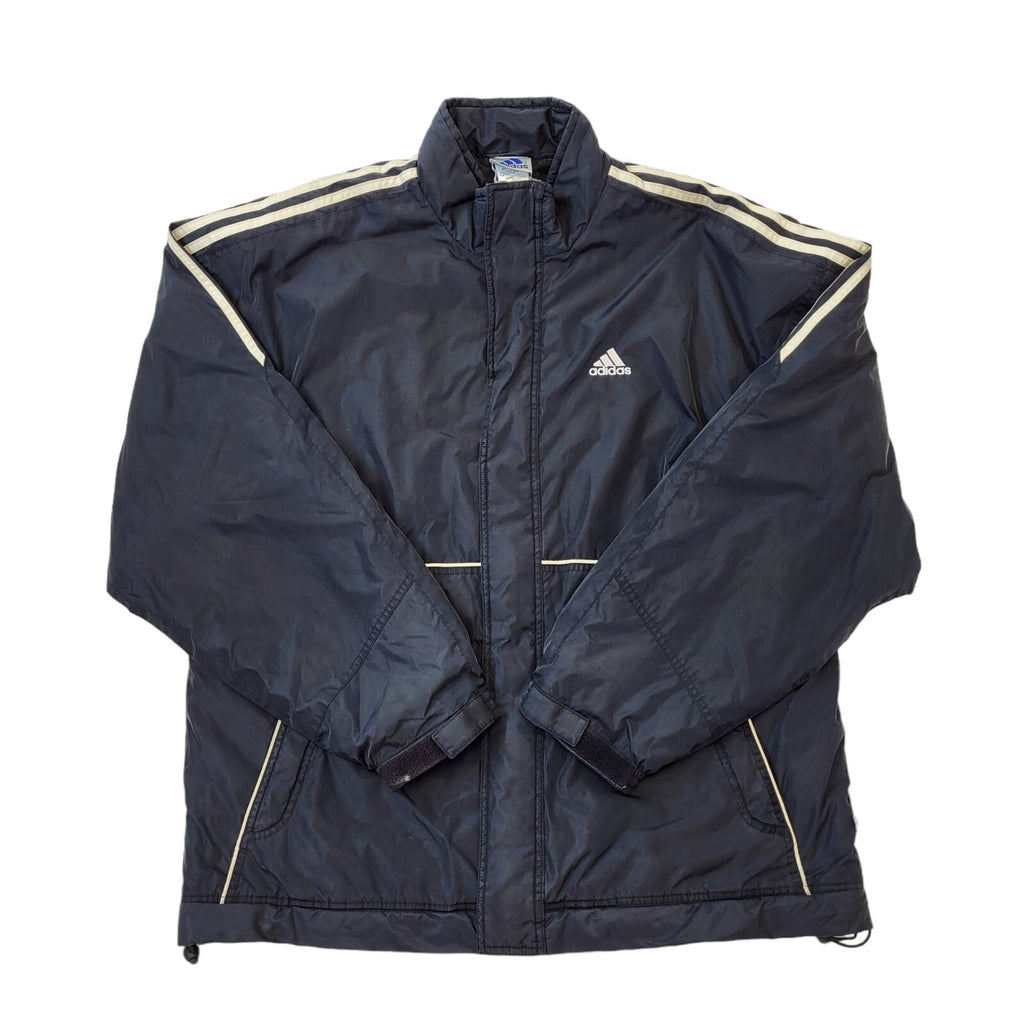Adidas 90s Vintage Black Over-sized Windbreaker Coat Men's Size 2XLarge