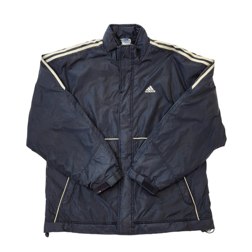 Adidas 90s Vintage Black Over-sized Windbreaker Coat Men's Size 2XLarge