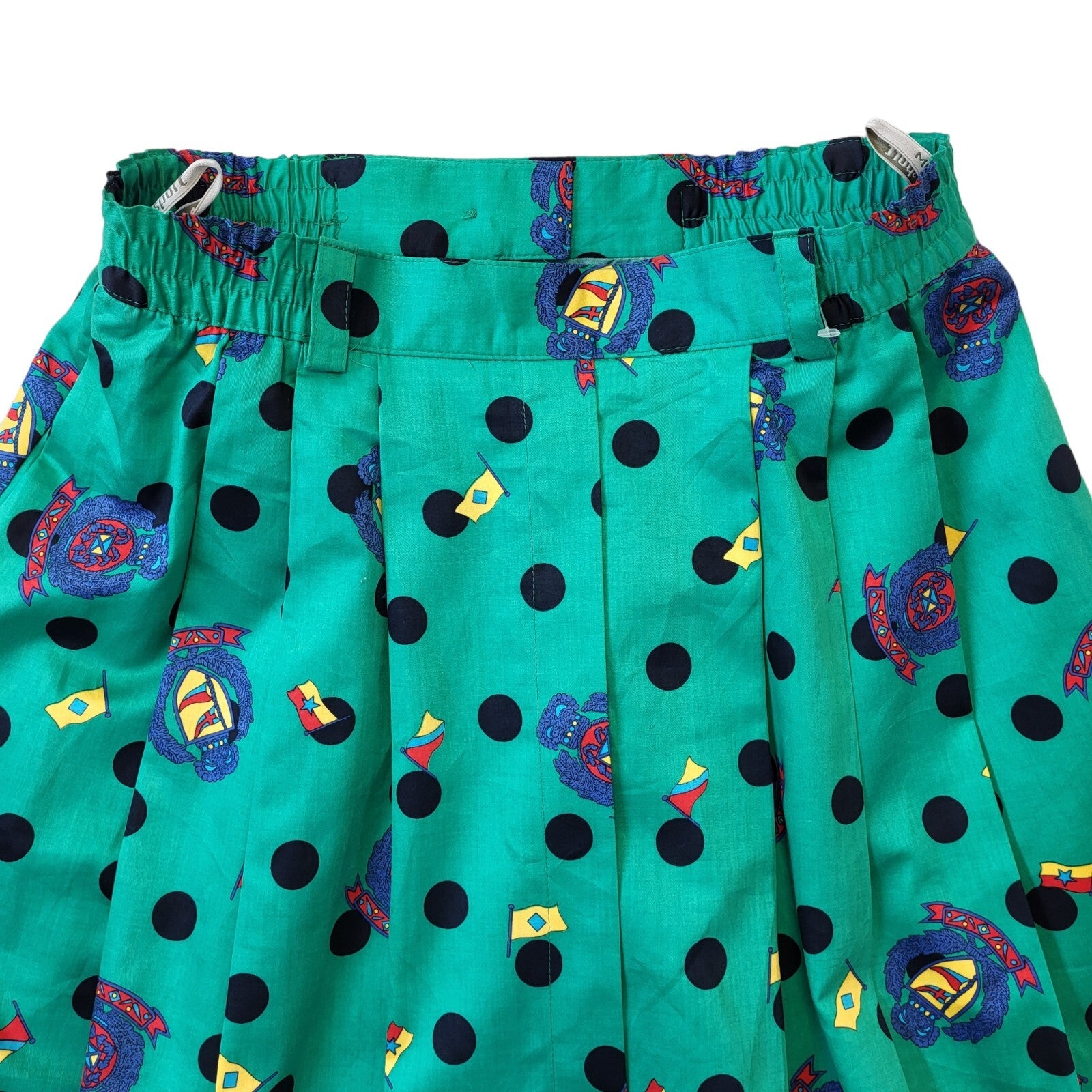 Barco Sport 80's Vintage Green Polka Dot Skirt Women's Size 10 EU 38 W28