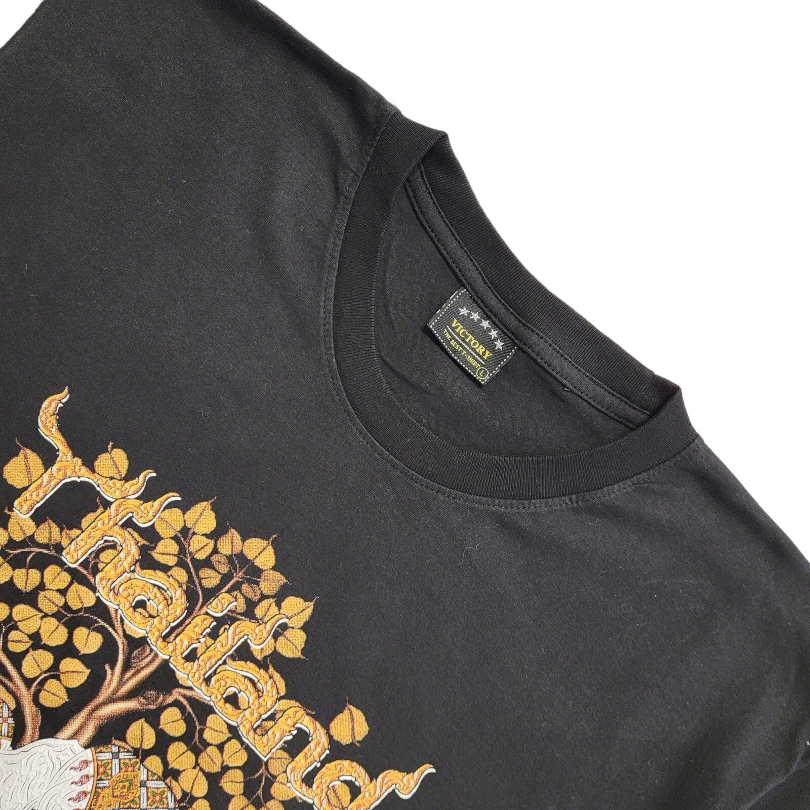 Victory Thailand Vintage 90s Black Tourist Short Sleeve T-Shirt Uk Men's Size L