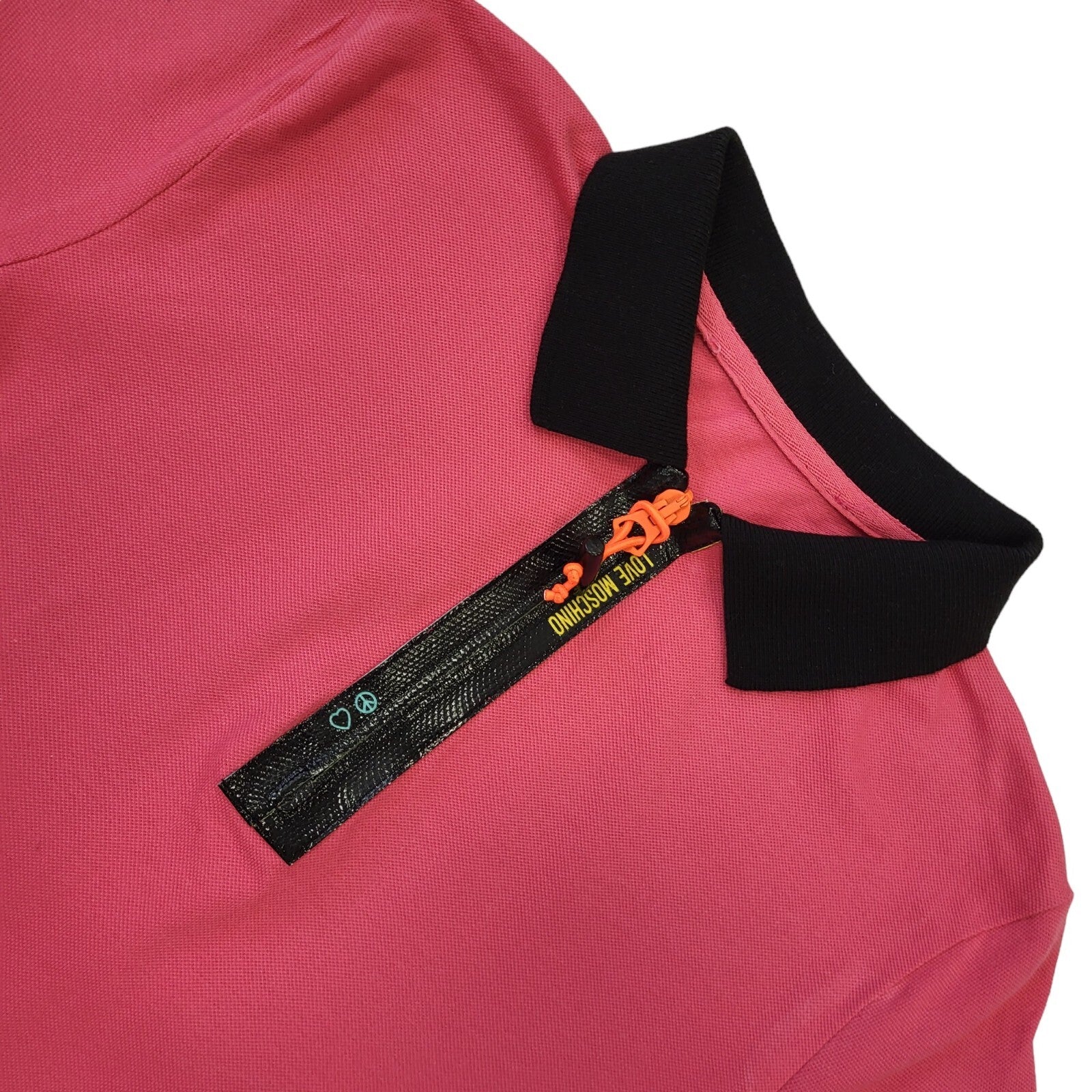 Love Moschino Vintage Y2k Pink Black Short Sleeve Polo Dress UK Women's Size 12