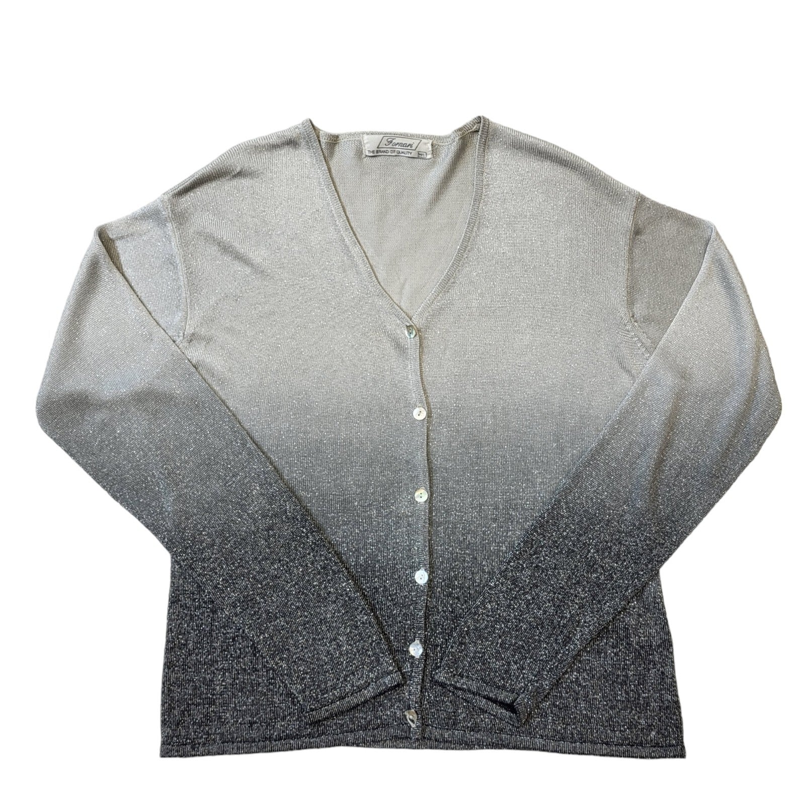 Fornari 90s Vintage Grey Sparkly Button-Up Cardigan Women's Size M/L