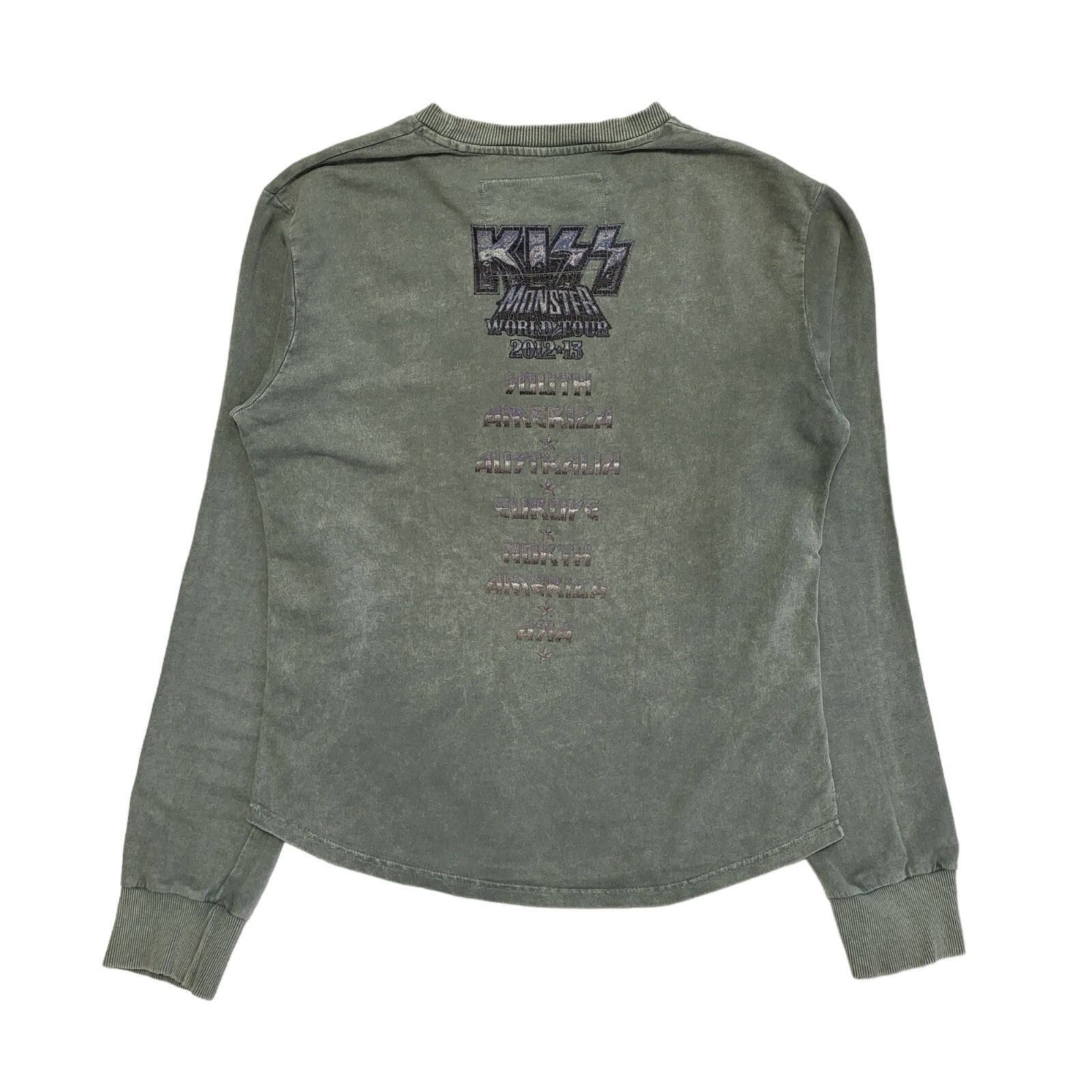 Kiss Vintage 90's Monster World Tour 2012-13 Green Sweatshirt Uk Men's Size M