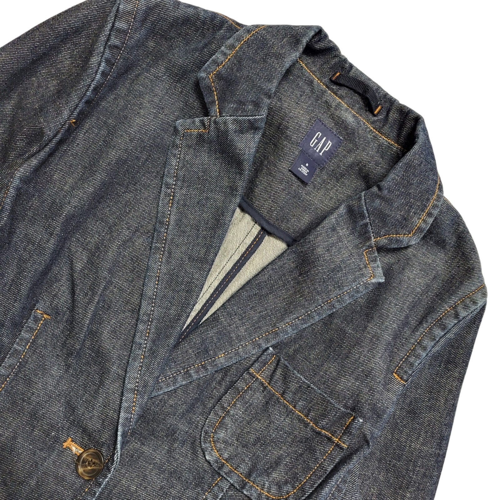Gap Vintage Y2K Dark Blue Denim Button Jacket Uk Women's Size 8