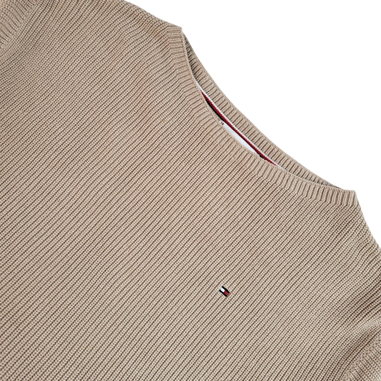 Tommy Hilfiger Jumper Over-sized Y2k Beige Round Neck UK Women's Size M