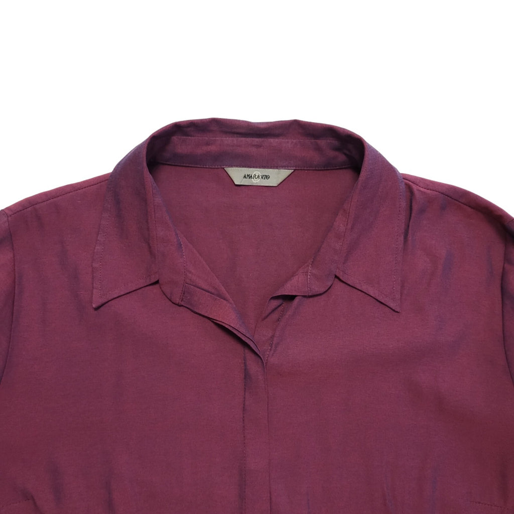 Amaranto Vintage 90's Purple Metallic 3/4 Length Sleeve Shirt Women's UK Size 18